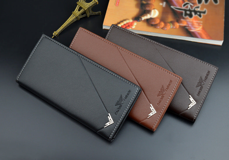 NEW Men Luxury PU Leather Wallet ID Credit Bank Card Holder Purse Checkbook Money Long Clutch Bifold Male Standard Wallets