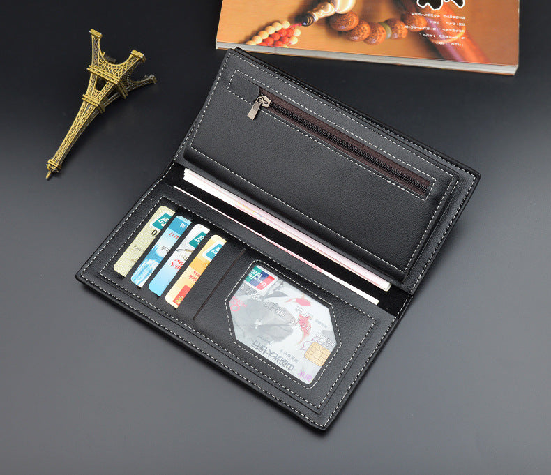 NEW Men Luxury PU Leather Wallet ID Credit Bank Card Holder Purse Checkbook Money Long Clutch Bifold Male Standard Wallets