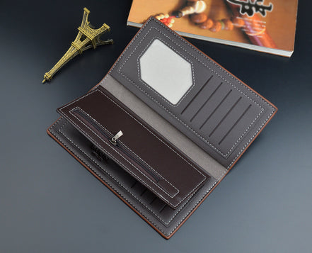 NEW Men Luxury PU Leather Wallet ID Credit Bank Card Holder Purse Checkbook Money Long Clutch Bifold Male Standard Wallets