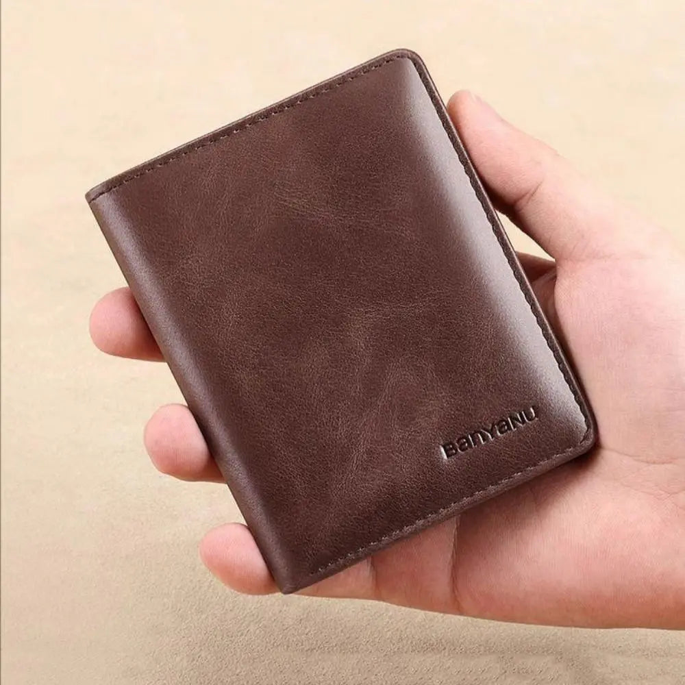 Vintage Leather Mini Wallets for Men RFID Card Holder Money Clip Slim Male  Purse Men's Wallet Bag