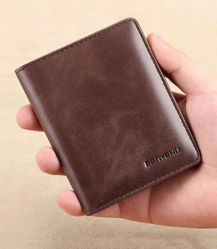 Vintage Leather Mini Wallets for Men RFID Card Holder Money Clip Slim Male  Purse Men's Wallet Bag