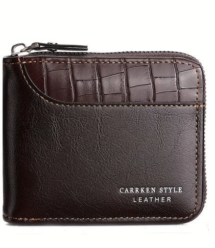 Leather Men’s Wallet Luxury Mens Purse Male Zipper Card Holders with Coin Pocket Rfid Wallets Gifts for Men Money Bag