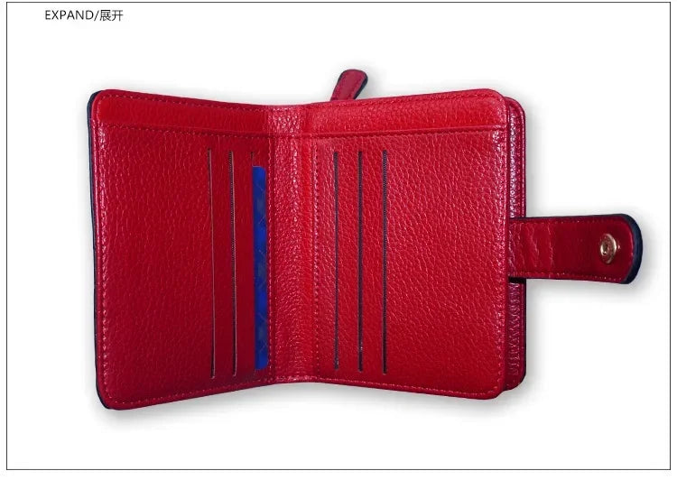 Luxury Brand Women Wallets Red Black PU Leather Small Mini Coin Purse Hasp Card Holder Lady Wallet Zipper Female Leather Buckle