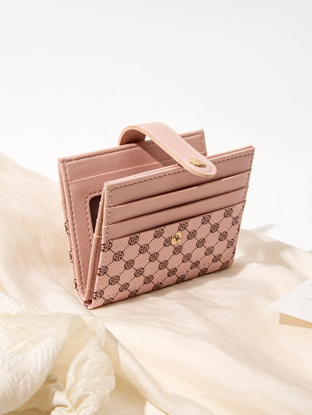 Luxury Classic Folding Wallet Small Lightweight Women's Wallet Retro Print Mini Card Holder Multi-function ID Card Coin Purse