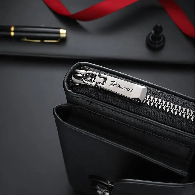 Luxury PU Wallet with Long Zipper for Men and Women; Multi-Card Slots, Coin Pocket, Phone Bag and Business Style Purse.