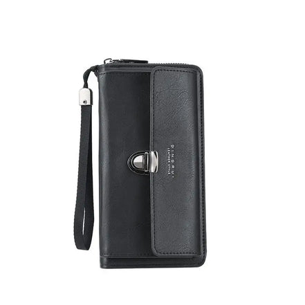Luxury PU Wallet with Long Zipper for Men and Women; Multi-Card Slots, Coin Pocket, Phone Bag and Business Style Purse.