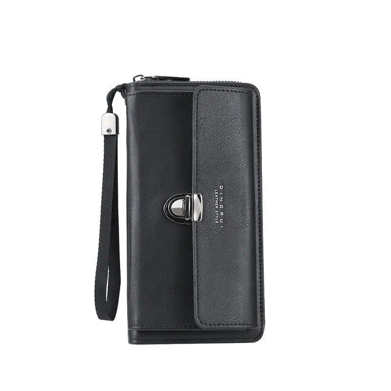 Luxury PU Wallet with Long Zipper for Men and Women; Multi-Card Slots, Coin Pocket, Phone Bag and Business Style Purse.