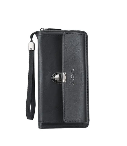 Luxury PU Wallet with Long Zipper for Men and Women; Multi-Card Slots, Coin Pocket, Phone Bag and Business Style Purse.