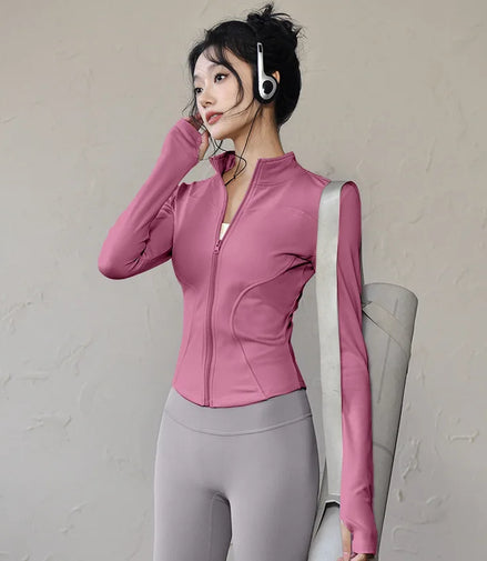 Slim Fit Short Waist-Cinching Running And Cycling Jacket Quick Dry Breathable Polyester Yoga Fitness Wear Women's Outerwear