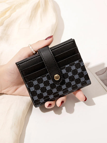 Luxury Classic Folding Wallet Small Lightweight Women's Wallet Retro Print Mini Card Holder Multi-function ID Card Coin Purse