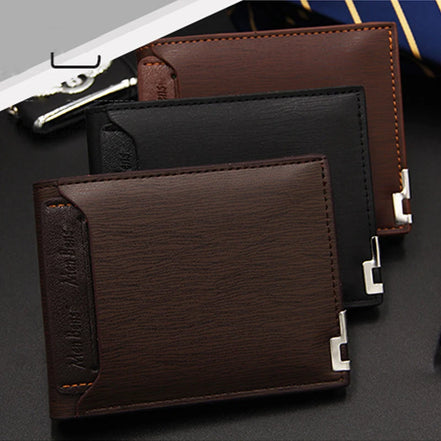 Men's Luxury PU Leather Wallet - Slim Short Card Holder, Designer Billfold Purse for Men (Portable & Stylish)