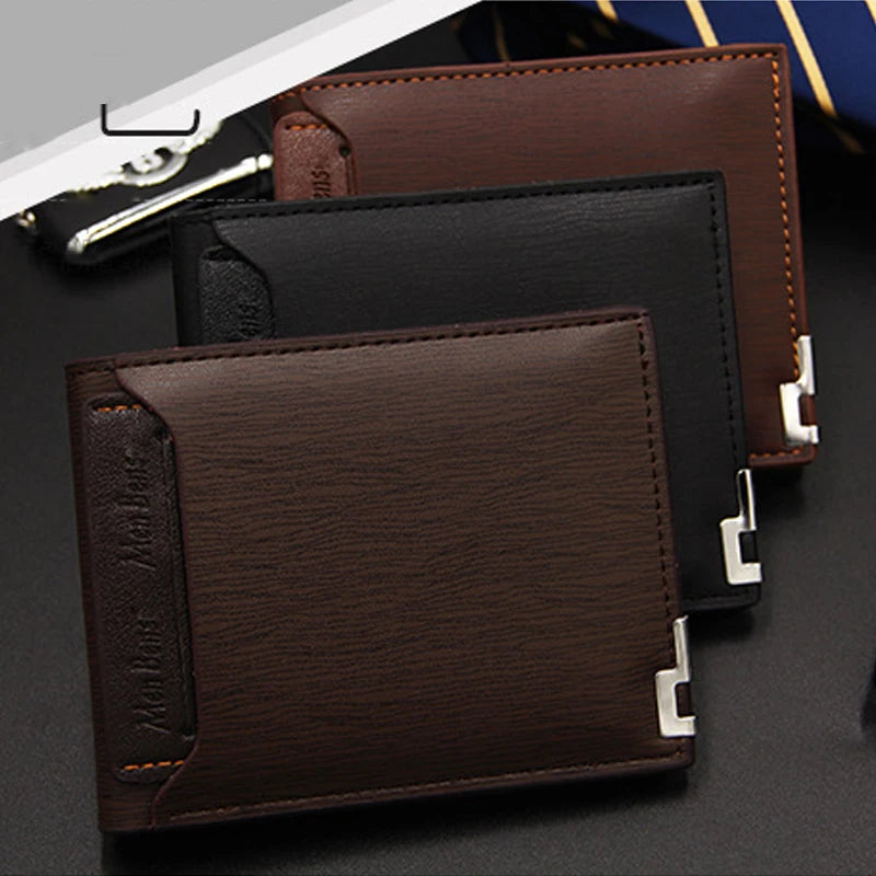 Men's Luxury PU Leather Wallet - Slim Short Card Holder, Designer Billfold Purse for Men (Portable & Stylish)