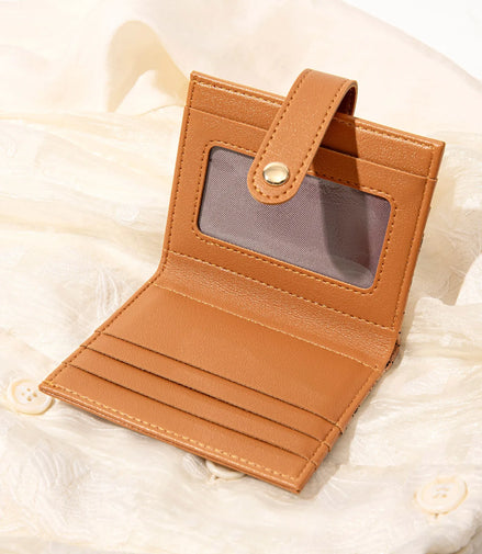 Luxury Classic Folding Wallet Small Lightweight Women's Wallet Retro Print Mini Card Holder Multi-function ID Card Coin Purse