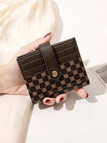 Luxury Classic Folding Wallet Small Lightweight Women's Wallet Retro Print Mini Card Holder Multi-function ID Card Coin Purse