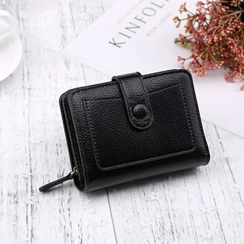 Luxury Brand Women Wallets Red Black PU Leather Small Mini Coin Purse Hasp Card Holder Lady Wallet Zipper Female Leather Buckle