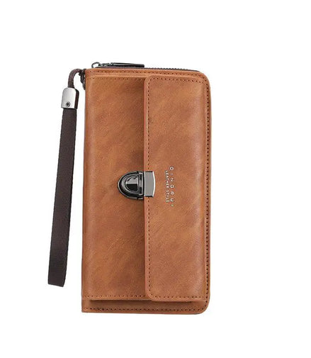 Luxury PU Wallet with Long Zipper for Men and Women; Multi-Card Slots, Coin Pocket, Phone Bag and Business Style Purse.