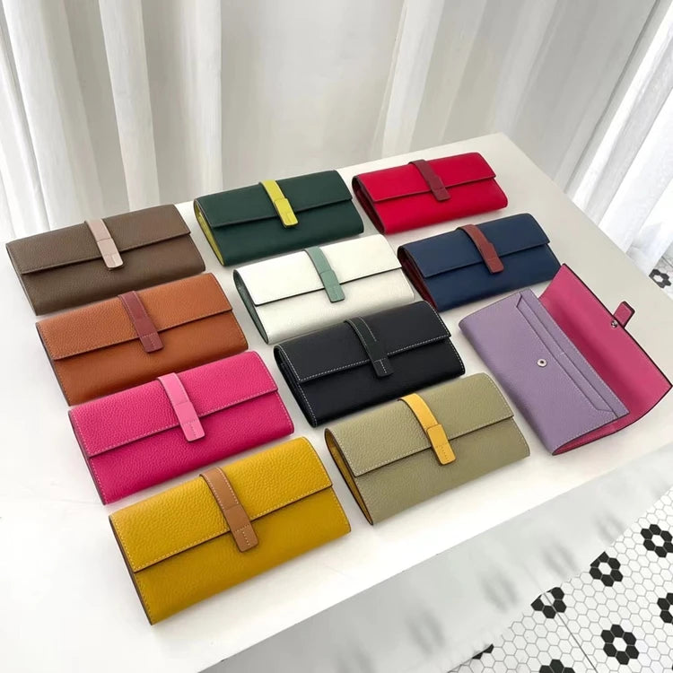 Luxury Genuine Leather Women Long Wallet  Female Card Holder Clutch Bag Classic Ladies Fashion Design Leather Coin Purse