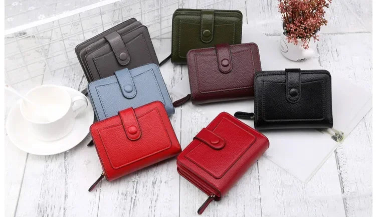 Luxury Brand Women Wallets Red Black PU Leather Small Mini Coin Purse Hasp Card Holder Lady Wallet Zipper Female Leather Buckle