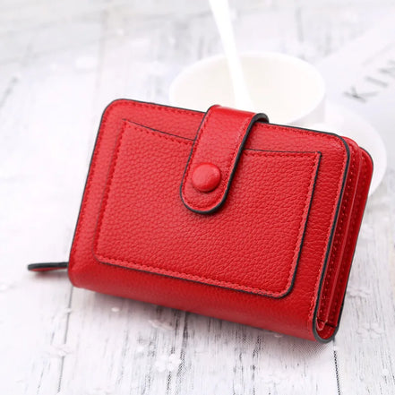 Luxury Brand Women Wallets Red Black PU Leather Small Mini Coin Purse Hasp Card Holder Lady Wallet Zipper Female Leather Buckle