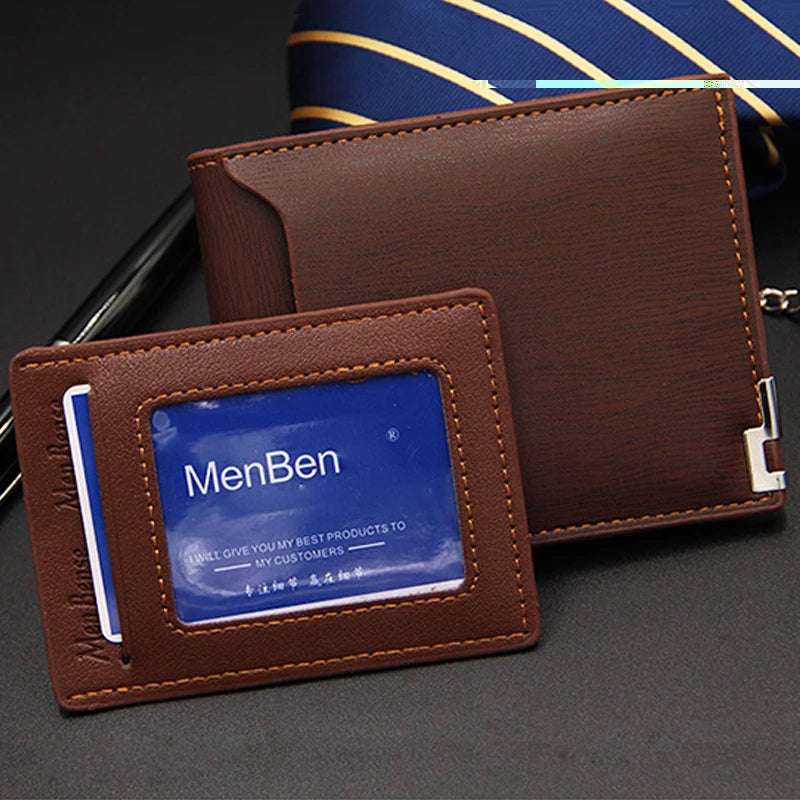 Men's Luxury PU Leather Wallet - Slim Short Card Holder, Designer Billfold Purse for Men (Portable & Stylish)