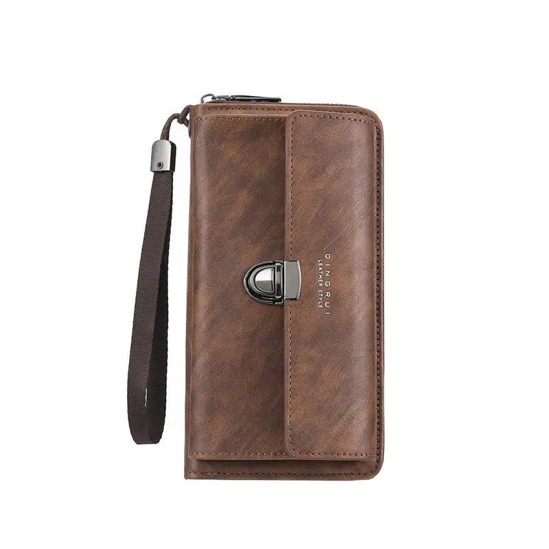 Luxury PU Wallet with Long Zipper for Men and Women; Multi-Card Slots, Coin Pocket, Phone Bag and Business Style Purse.