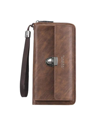 Luxury PU Wallet with Long Zipper for Men and Women; Multi-Card Slots, Coin Pocket, Phone Bag and Business Style Purse.