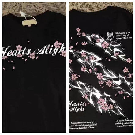 Lightning Petal Printed Short Sleeve T-Shirt Men's and Women's Loose High Street Street Trend Brand Clothes