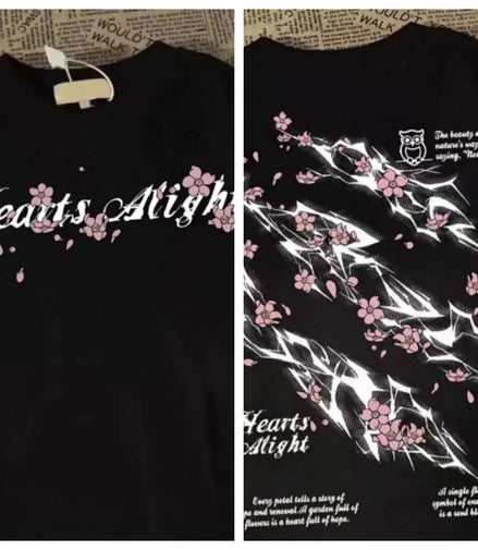 Lightning Petal Printed Short Sleeve T-Shirt Men's and Women's Loose High Street Street Trend Brand Clothes