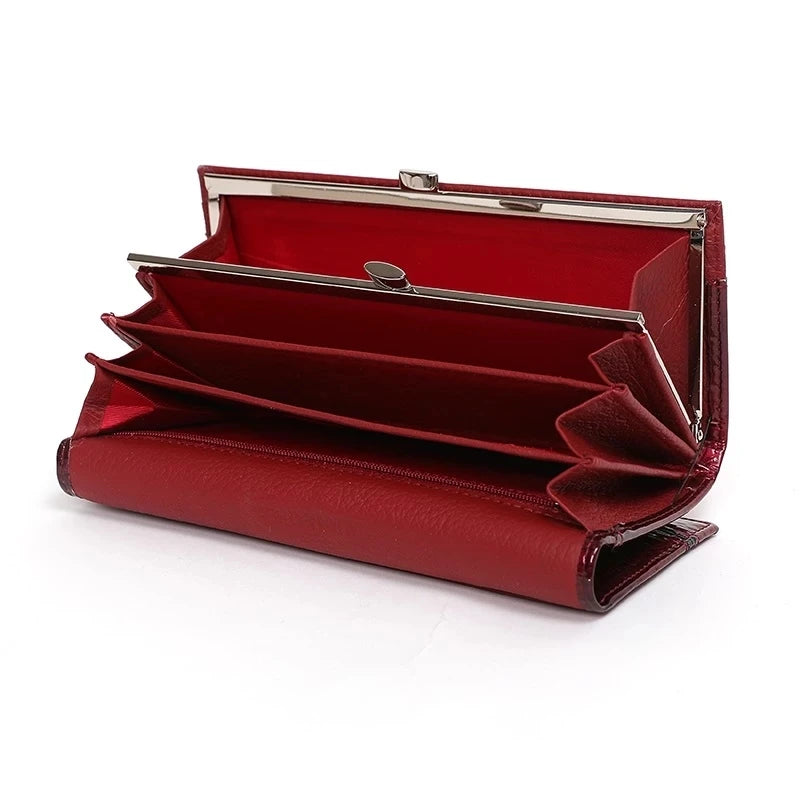 Luxury Brand Ladies Wallet Genuine Leather Purse Bag Long Real Cow Leather Woman Wallet for Coins and Cards