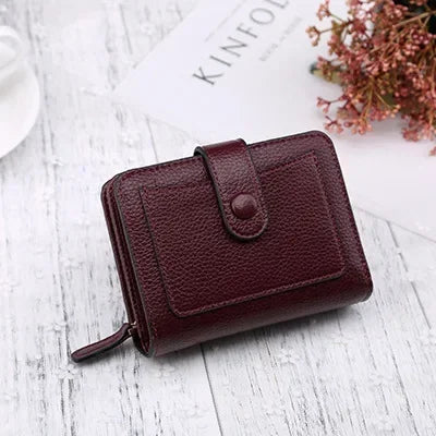Luxury Brand Women Wallets Red Black PU Leather Small Mini Coin Purse Hasp Card Holder Lady Wallet Zipper Female Leather Buckle