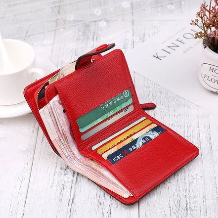 Luxury Brand Women Wallets Red Black PU Leather Small Mini Coin Purse Hasp Card Holder Lady Wallet Zipper Female Leather Buckle