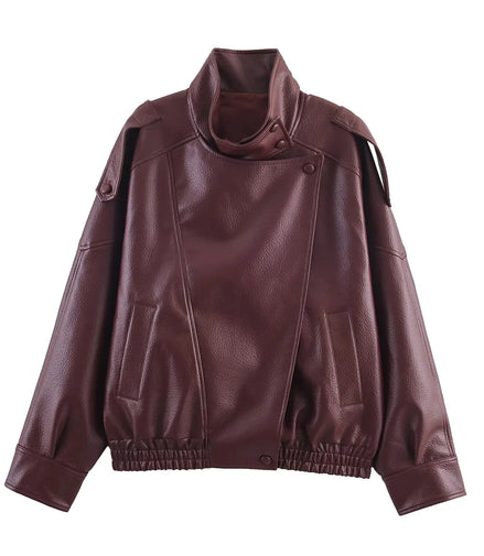 HH Women Autumn Fashion Jackets Asymmetric Button Pocket Long Sleeves Black Loose Zipper Jackets Female High Street Coats