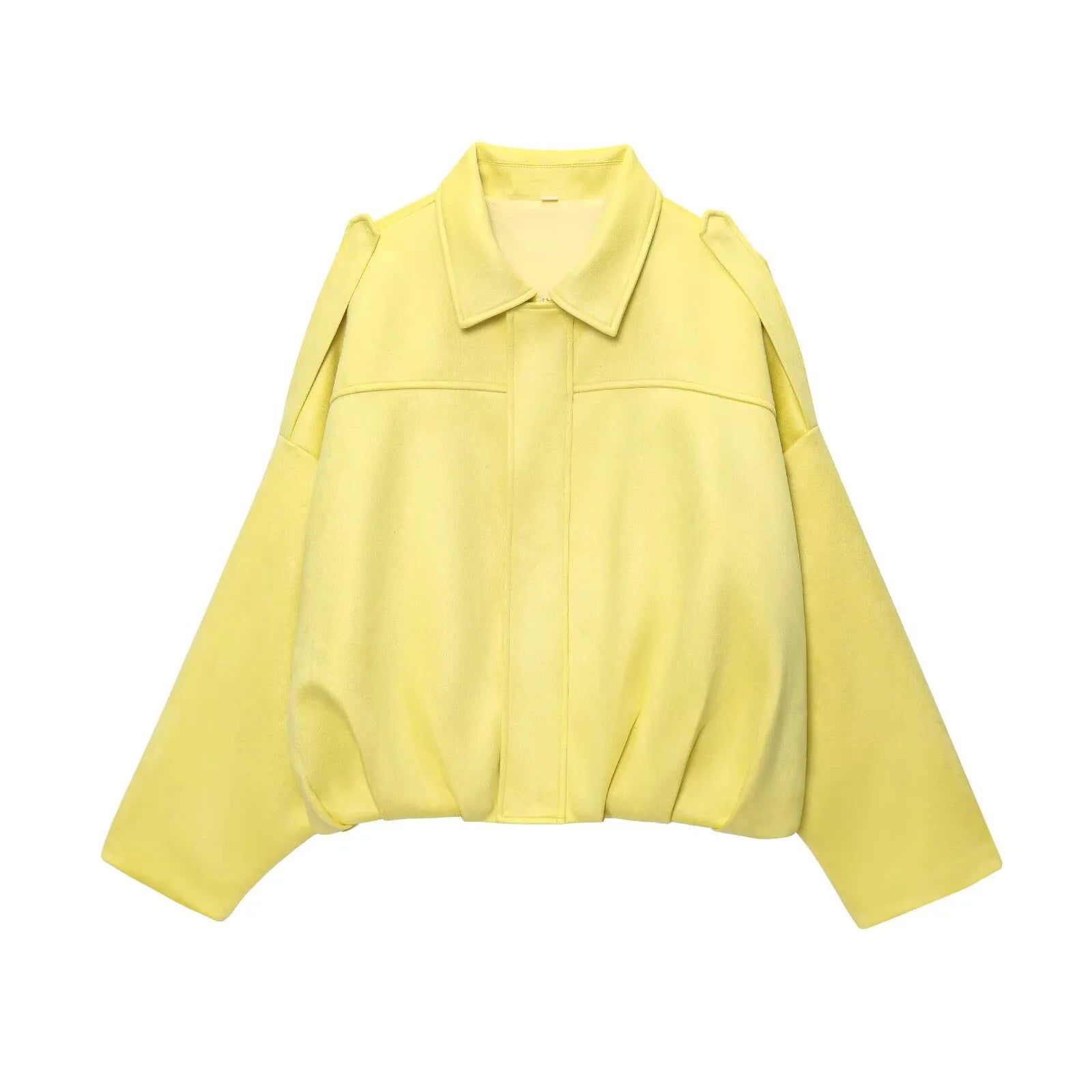 Retro Style Suede Jacket Zipper Collar Outerwear for Women Medium Thickness Long Sleeve Street Fashion Loose Fit Autumn Winter