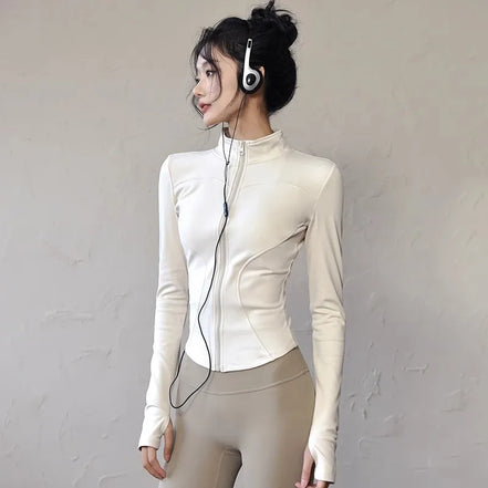 Slim Fit Short Waist-Cinching Running And Cycling Jacket Quick Dry Breathable Polyester Yoga Fitness Wear Women's Outerwear