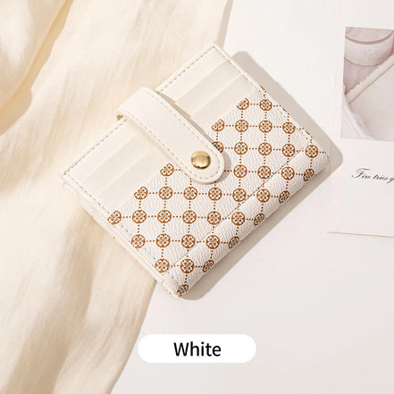 Luxury Classic Folding Wallet Small Lightweight Women's Wallet Retro Print Mini Card Holder Multi-function ID Card Coin Purse