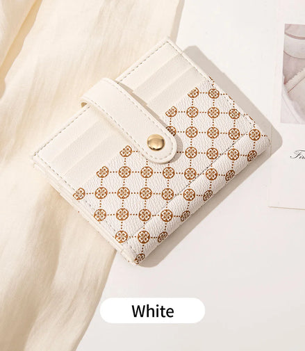 Luxury Classic Folding Wallet Small Lightweight Women's Wallet Retro Print Mini Card Holder Multi-function ID Card Coin Purse