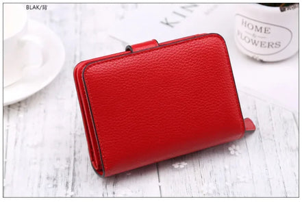 Luxury Brand Women Wallets Red Black PU Leather Small Mini Coin Purse Hasp Card Holder Lady Wallet Zipper Female Leather Buckle