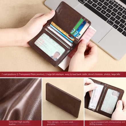 Vintage Leather Mini Wallets for Men RFID Card Holder Money Clip Slim Male  Purse Men's Wallet Bag