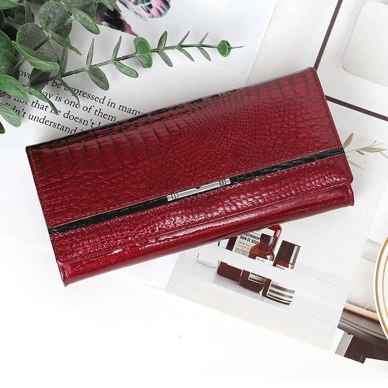 Luxury Brand Ladies Wallet Genuine Leather Purse Bag Long Real Cow Leather Woman Wallet for Coins and Cards