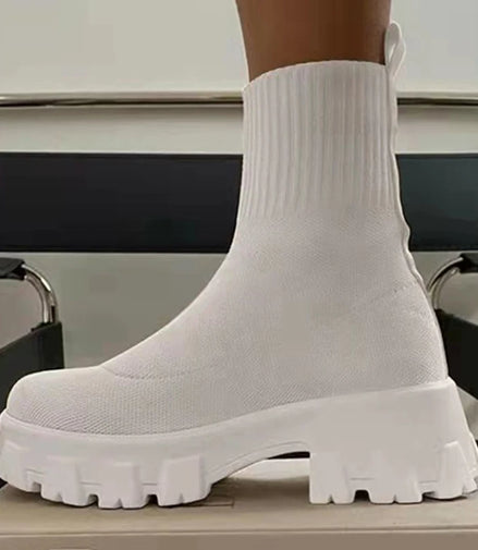 Women Boots 2025 Platform Boots For Autumn Winter Shoes Slip On Platform Shoes Women Ankle Boots White Heels Short Botas Mujer