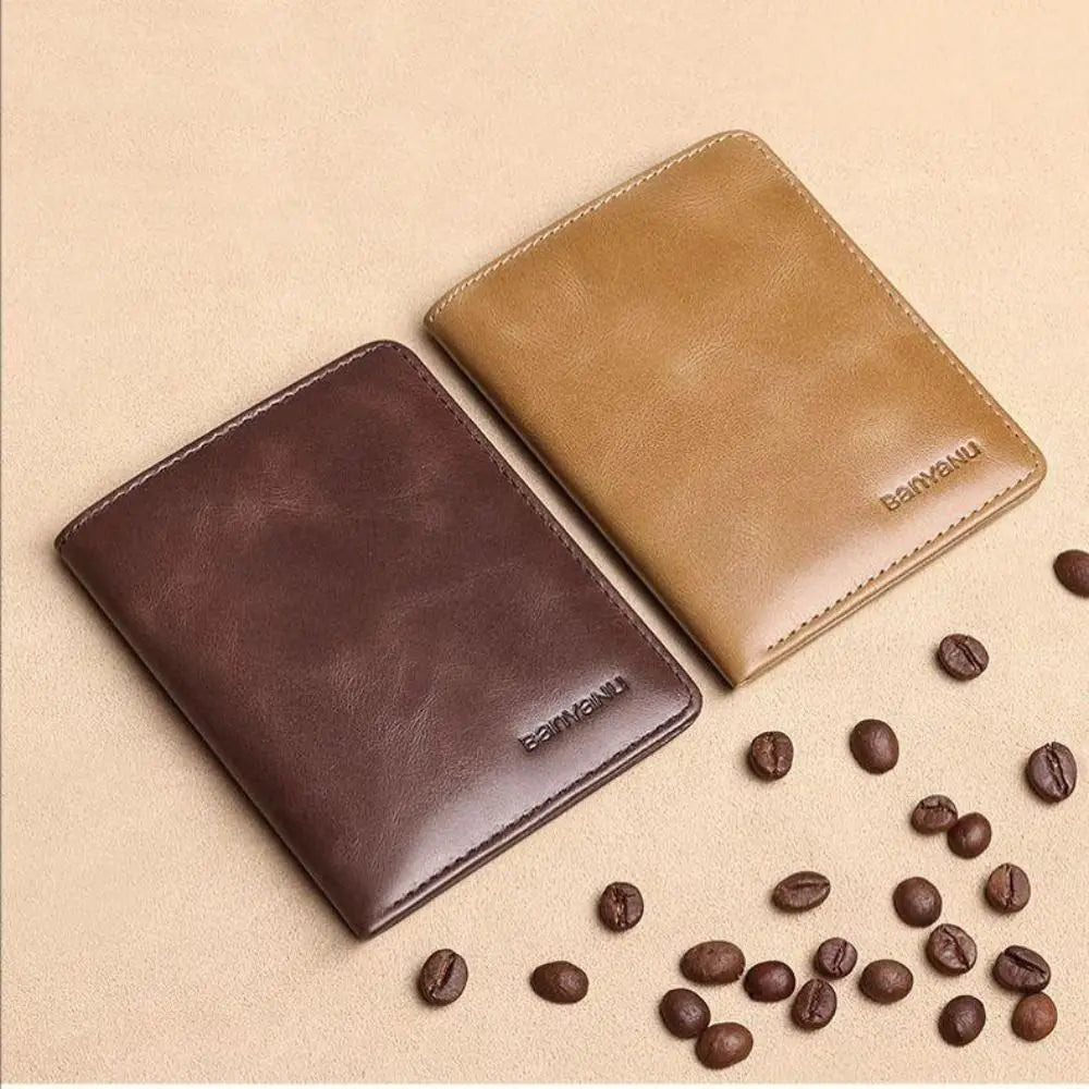 Vintage Leather Mini Wallets for Men RFID Card Holder Money Clip Slim Male  Purse Men's Wallet Bag