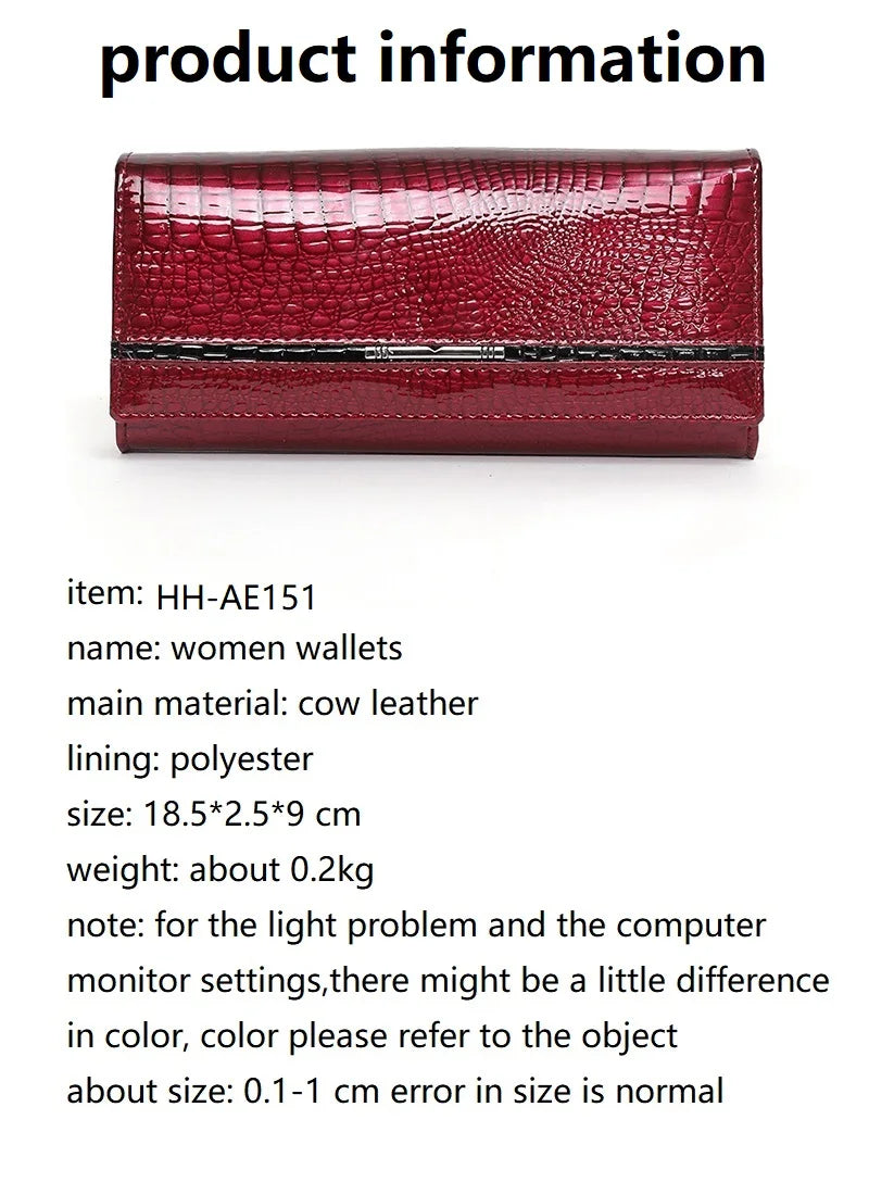 Luxury Brand Ladies Wallet Genuine Leather Purse Bag Long Real Cow Leather Woman Wallet for Coins and Cards
