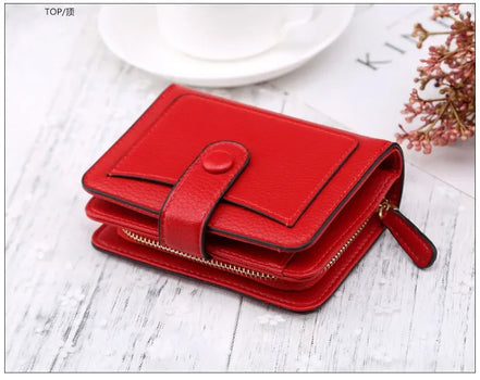 Luxury Brand Women Wallets Red Black PU Leather Small Mini Coin Purse Hasp Card Holder Lady Wallet Zipper Female Leather Buckle