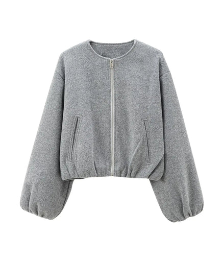 MUJER Black Bomber Jackets for Women Zipper Varsity Jackets Women Soft Cropped Jackets Woman 2025 Long Sleeve Winter Coat Female
