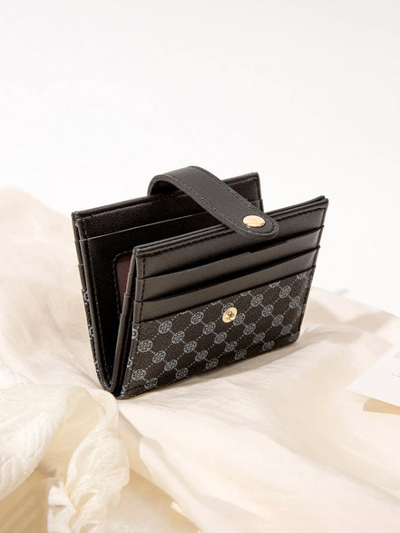 Luxury Classic Folding Wallet Small Lightweight Women's Wallet Retro Print Mini Card Holder Multi-function ID Card Coin Purse