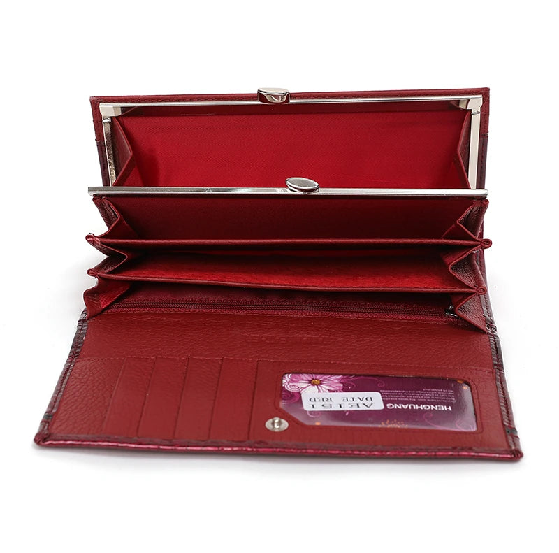 Luxury Brand Ladies Wallet Genuine Leather Purse Bag Long Real Cow Leather Woman Wallet for Coins and Cards