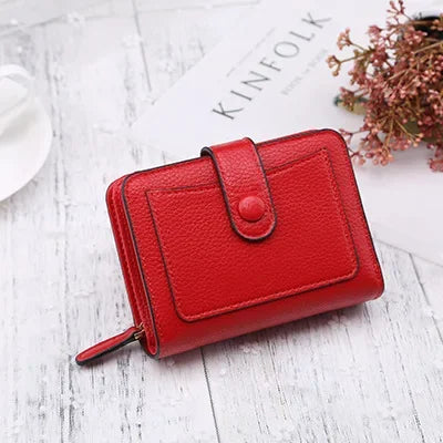 Luxury Brand Women Wallets Red Black PU Leather Small Mini Coin Purse Hasp Card Holder Lady Wallet Zipper Female Leather Buckle