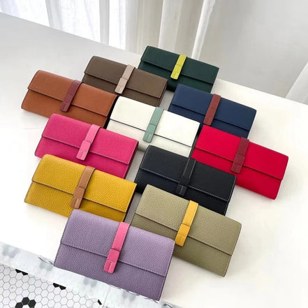 Luxury Genuine Leather Women Long Wallet  Female Card Holder Clutch Bag Classic Ladies Fashion Design Leather Coin Purse