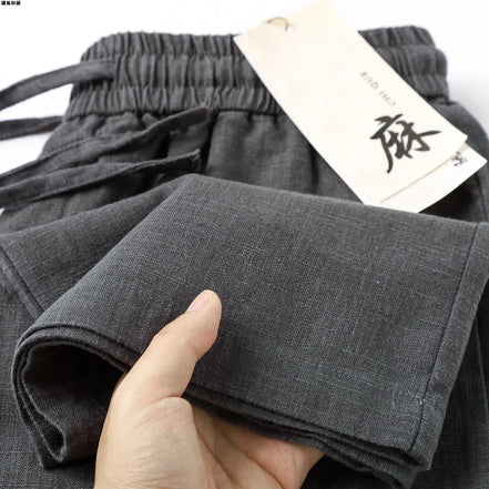 l Linen Cotton Linen Casual Straight Leg Pants Breathable Mungo Elastic ket Sle Lazy Feeling Trousers