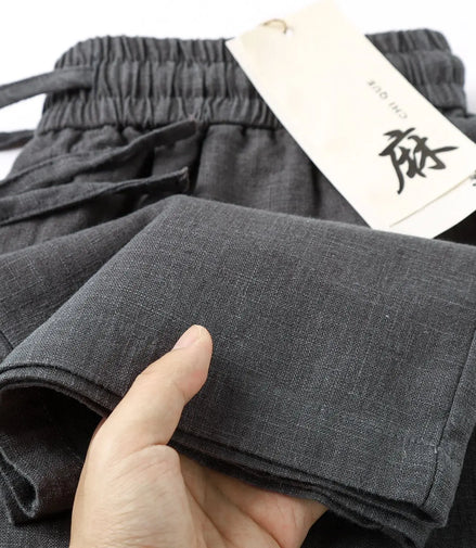 l Linen Cotton Linen Casual Straight Leg Pants Breathable Mungo Elastic ket Sle Lazy Feeling Trousers